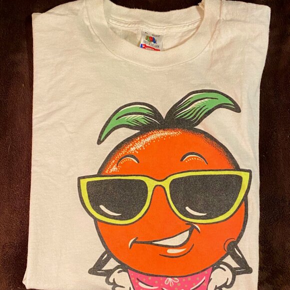 Vintage Fruit of the Loom Single Stitch Sunny Florida Orange Large White T-Shirt - Picture 10 of 16